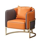 SFXYOYBT Sofa Stuhl Für Wohnzimmer Sessel Club Stuhl Boucle Barrel Stuhl Gepolstert Für Wohnzimmer Esszimmer Büroempfang Café Bar(Color:Orange)
