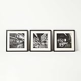 Homescapes Wandbilder-Set Paris, 3-tlg. Bilderset mit schwarzen Rahmen, 3 Schwarz-Weiß-Fotografien mit Rahmen, je 30x30 cm