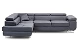 BETTSO -Ecksofa mit Schlaffunktion und Bettkasten, Couch für Wohnzimmer, Schlafsofa Sofagarnitur Sofa Eckcouch L-Form Wohnlandschaft mit Bettfunktion (270x85x200cm) Venus (Dunkelgrau, Links)