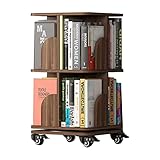 WHDNIOSS Bücherregale, drehbares Bücherregal, 360°-Regal, bewegliches Bücherregal for Zuhause, mit Rollen, 2/3/4 Schichten, um Platz zu sparen (Color : Brown, Size : 40 * 40 * 74.5cm)