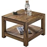 FineBuy Couchtisch Massiv-Holz Sheesham 60 x 60 cm Wohnzimmer-Tisch Design dunkel-braun Landhaus-Stil Beistelltisch Natur-Produkt Wohnzimmermöbel Unikat modern Massivholzmöbel Echtholz rechteckig