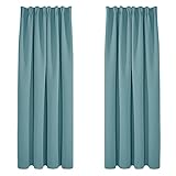 Deconovo Vorhang Verdunkelung Gardinen gegen Kälte Verdunkelungsvorhang Kräuselband Wohnzimmer, 175x140cm(HöhexBreite), Himmelblau, 2er Set