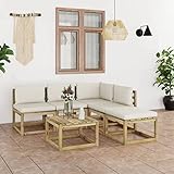 INLIFE 6-TLG. Garten-Lounge-Set mit Creme Kissen,78.8kg,3065007