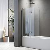 BD-Baode Duschwand für Badewanne Faltbar Nano Badewannen-Duschwand 100 x 140 mit 6mm Nano Easy Clean Glas Beidseitig Montierbar Schönes Helles Silber