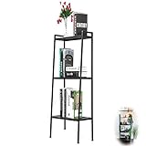 Leiterregal mit 3 Ebenen,Bücherregal,schmales Regal mit Stahlgitter-Boden Standregal im Wohnzimmer Küche,für Bad, Küche, Wohnzimmer, Schlafzimmer, Balkon,weiß ( Color : Black , Size : 36x35x106cm/14x1