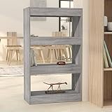 ZEYUAN Bücherregal/Raumteiler, Bookshelf, Regalbrett, Book Shelf, Bücher Regal, Deko Regal Wohnzimmer, Standregal, Grau Sonoma 60x30x103 cm Spanplatte