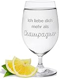 JUNIWORDS Wasserglas mit Gravur, Ich liebe dich mehr als Champagner, Wasserglas (1009278)