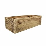 WoodGall Holzkiste Vintage Deko 34x14x9cm, Präsentkorb Leer aus Holz, Ziegelform Holz Vintage geflammt, Aufbewahrungsbox Holz zu Hause, Weinkisten Holz Vintage, kleine Holzkiste zur Dekoration