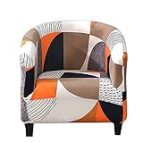 DSHUB Stretch-Druck-Schonbezug für Clubsessel, rutschfest, kann Sich bewegen, Wannenstuhlbezüge, universeller Möbelschutz, waschbare Sesselbezüge für Wohnzimmer, Hotel-F- Clubsessel