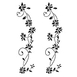 2 Stück Schwarz Wandtattoo Ornamente Selbstklebend set für Wanddeko, Blumen Blüten Ranke Rebe Wandsticker Wandaufkleber Kleben Aufkleber Wandbilder für Wohnzimmer Schlafzimmer Vorraum Tür Flur Fenste