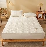 Dicke Latex-Matratzenschoner,Klappbett,King-Size-Bett,Doppelbett,atmungsaktiv,weich,bequem,Matratzenauflage,Checkered patternwhite,53inchx79inch(3pcs)