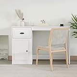 Youuihom Schreibtische mit Schubladen und Schränken, Computer-Schreibtische, Schreibtisch mit Schublade Hochglanz-Weiß 115x50x75 cm Geeignet für Schlafzimmer, Wohnzimmer, Büros, Schlafsäle