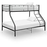 KOIECETA Etagenbett Stockbett Bettgestell Metallbett Bett Hochbett Doppelstockbett Schlafzimmerbett 200x140/200x90 cm Metall (Schwarz)