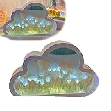 WIWIDANG Cloud Mirror Tulip Lamp, Tulip Mirror Lamp, Hand Craft Diy Tulips Mirror Night Light For Your Mom Girlfriend Sister (Blau)