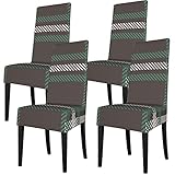 Stuhlhussen 4er Set Stretch Stuhlhussen für Esszimmerstühle, Moderne Jacquard Stuhlbezug Abnehmbarer Hochzeit Partys Bankett Deko, pflegeleicht und Langlebig (Grün，4 Stück)