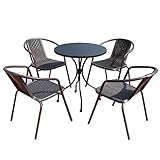 LOERSS Gartenmöbel, 5-teiliges Bistrotisch-Set, Terrasse, Bistro-Set, Outdoor-Metall, rostfreie Tische und Stühle, für Hof, Balkon, Veranda