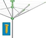 Juwel Wäschespinne Novaplus 500 Easy (für 4-5 Wäscheladungen, Wäscheschirm mit Schutzhülle und Eindreh-Bodenhülse, Einhand-Automatik, Spannweite 1,95 m) 30087