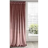 Eurofirany RIA Blickdicht Samtvorhang mit Kräuselband-1 STK. Einfarbig Thermogardine, Verdunklungsvorhänge, Wohnzimmer, Schlafzimmer, Lounge, 290 g/m2, Velvet, DUNKEL ROSA, 140x270cm