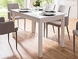 möbelando Esszimmertisch Holztisch Küchentisch Auszugstisch Tisch Esstisch Crawley III Weiß