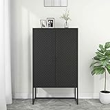 BULANED Highboard, Wohnzimmerschrank, Sideboard Wohnzimmer, Esszimmermöbel, Vitrinenschrank, Hochschrank, Schwarz 80x35x135 cm Stahl