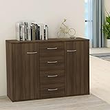 junzai Sideboard, Schlafzimmer Kommode, Komodenschrank, Küchenschrank, Commode, Flurkommode, Schrank, Schlafzimmerkommode, Braun Eichen-Optik 88x30x65 cm Holzwerkstoff