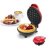 Yuragim Mini Waffeleisen, Waffeleisen Klein für klassische Waffeln, Elektrische Antihaft Waffelmaker Pancake Maker, Retro Waffelautomat für Haushalts/Küch, Kindergeburtstage/Familienfeiern 350W