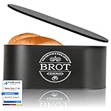 IDEALTASTIC® Premium 2-in-1 Brotkasten schwarz mit effizientem Schneidebrett-Deckel I Länger frischhaltende Brotbox mit speziell entwickelter Luftzirkulation I Lebensmittelechte Brotaufbewahrung