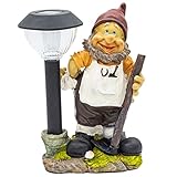 Wichtelstube-Kollektion XL Gartenzwerg Fred, Gartenfigur mit Solarlampe LED Gartenbeleuchtung Solar Gartenzwerge solarleuchten Garten Solarlampen für außen Gartendeko