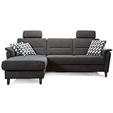 Cavadore Schlafsofa Palera mit Federkern / L-Form Sofa mit Schlaffunktion / 244 x 89 x 164 / Stoff Dunkelgrau