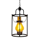 Kronleuchter 1-Licht Glas Lampenschirm Kerosin Deckenlampe Vintage Schmiedeeisen Hängende Laterne Beleuchtung Dekor Bar Restaurant Café Küche E27 Kronleuchter Beleuchtungsgerät