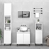 ZEYUAN 3-TLG. Badmöbel-Set, Badezimmermöbel Set, Badezimmerschrank, Badschrank, Bathroom Furniture Sets, Badmöbel, Bad Möbel Modern Set, Hochglanz-Weiß Holzwerkstoff