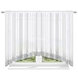 TOP Fertig-Gardine aus Voile NEU Top Design Set Gardinen mit Kräuselband Schöne Wohnzimmer Küche-Gardine mit Kräuselband und Zirkon LB-223 (150 x 400 cm) (150 x 400 cm)
