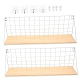 Alipis 2 Stück Regal Metall-Organizer Weißes Dekor Holzdekor Wandregale Badezimmer Schwimmendes Regal Bildleiste Eisenfreies Eisen-Aufbewahrungsregal Badezimmerregal Eisenregal
