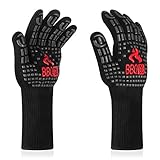 Inkbird Grillhandschuhe Hitzebeständige, Grillhandschuhe mit 800°C Extrem Hitzebeständige, Rutschfest Ofenhandschuhe Backhandschuhe, Silikonisolierte Handschuhe zum Backen, Grillen, Kochen