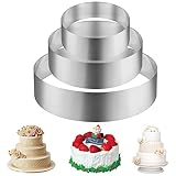 Fizdoqg 3 Stück Tortenring 10/15 /20 cm Tortenring Edelstahl Tortenring Set Backrahmen Backring Kuchenring Rund Feste Tortenring für Zubereitung von Kuchen und Gebäck, Rund