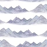 ReWallpaper Selbstklebende Tapete Grau Weiß Dekofolie Möbelfolie Vintage Aquarell Fototapete Selbstklebend Natur Berge Nebel Wandtapete für Schlafzimmer Wohnzimmer Flur Badezimmer Wasserfest 44.5CM×3M