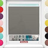 Schuette® Plissee ohne Bohren ● Premium Kollektion: Silver Frost (Grau) ● 20x80cm (Breite x Höhe) ● Suprafix Faltrollo Klemmfix 2.0 Rollo ● 60 Sekunden Plisseerollo Montage inkl. Video