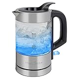 ProfiCook Wasserkocher Edelstahl beleuchtet, 0,5 Liter Mini Wasserkocher mit blauer Beleuchtung, Teekocher Reisewasserkocher klein/Wasserkocher klein ideal für Reise Babynahrung, PC-WKS 1228 G