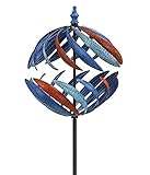 Dehner Riesen-Windrad Globe, Höhe 186 cm, Ø 46 cm, Metall, blau/rot