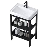 Küchenspüle Professionelle Einzelbecken-Küchenspüle mit Keramikspüle, freistehende Spüle mit Wasserhahn, Außen- und Innenspüle, Spüle für Restaurant, Garage, Garten, Restaurant, Terrasse (Gr