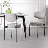 Wahson Esszimmerstühle 2er Set Polsterstühle Teddystoff mit Metallbeine Moderner Küchenstuhl für Esszimmer/Wohnzimmer, Grau