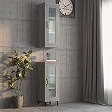 JUNZAI Hängeschrank, Wandschrank Wohnzimmer, Aufsatzschrank, Grau Sonoma 34,5x34x90 cm