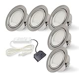 Rolux LED Einbauleuchte DF-9251B-2 5er Set matt-chrom Einbaustrahler Deckenstrahler 58mm Bohrloch 2,5W 12V warm-weiß