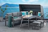 Mandalika Garden Hohe Dining Aluminium Lounge Newport, 3 in 1 mit Sonnendach und verstellbaren Kopfteilen/Garten Sitzgruppe