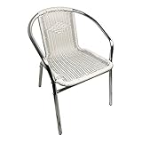 Mojawo Qualität Aluminium/Polyrattan Bistrostuhl stapelbar Stapelstuhl Campingstuhl Gartenstuhl Küchenstuhl Balkonmöbel Gartensitzmöbel Silber/Weiss