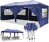 Faltpavillon Wasserdicht Gartenpavillon, 3 x 6m Partyzelt Pavillon Festzelt mit 4 Seitenteilen für Garten/Party/Hochzeit/Picknick/Markt- Tragetasche inklusive