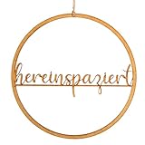 Logbuch-Verlag Türkranz hereinspaziert braun zum Aufhängen - Türschmuck Tür Kranz filigran aus Holz (HDF) Loop Holzring 25 cm