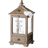 Laterne Mirano aus Holz mit persönlicher Gravur zur Hochzeit Größe H 48 cm