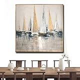 BIEMBI Ölgemälde im pastoralen Stil, Segelboot, Poster, Druckgrafik, HD-Bilder, gedruckt auf Leinwand, verwendet für Zimmer, Heimdekoration, Wandkunst, 70 x 70 cm Rahmen