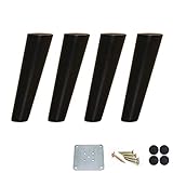 FRYSKY Möbelbeine massiver Eiche, konisch geneigte Sofabeine, DIY-Ersatzbeine for Couchtische/Sofa/Schrank/TV-Schrank/Nachttisch, mit Zubehör, Schwarz, 4er-Set, 2,5 cm qiruiwang (Size : 18cm/7.1in)